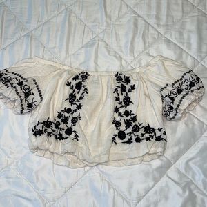 Off The Shoulder Flower Crop Top!